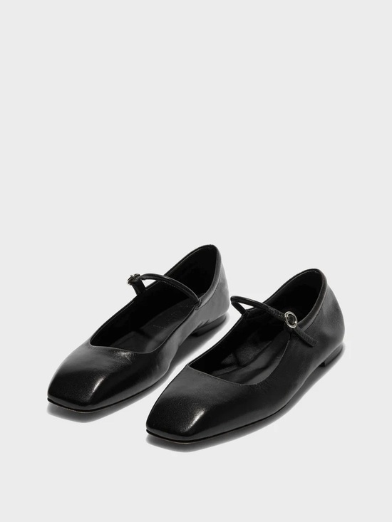 Aeyde Shoes - Aeyde Uma Mary-Jane Flats Black Leather 38.5